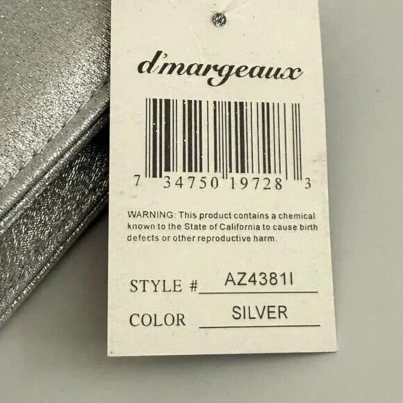 D'MARGEAUX Silver Metallic Goldtone accent Evening Clutch - Picture 9 of 10